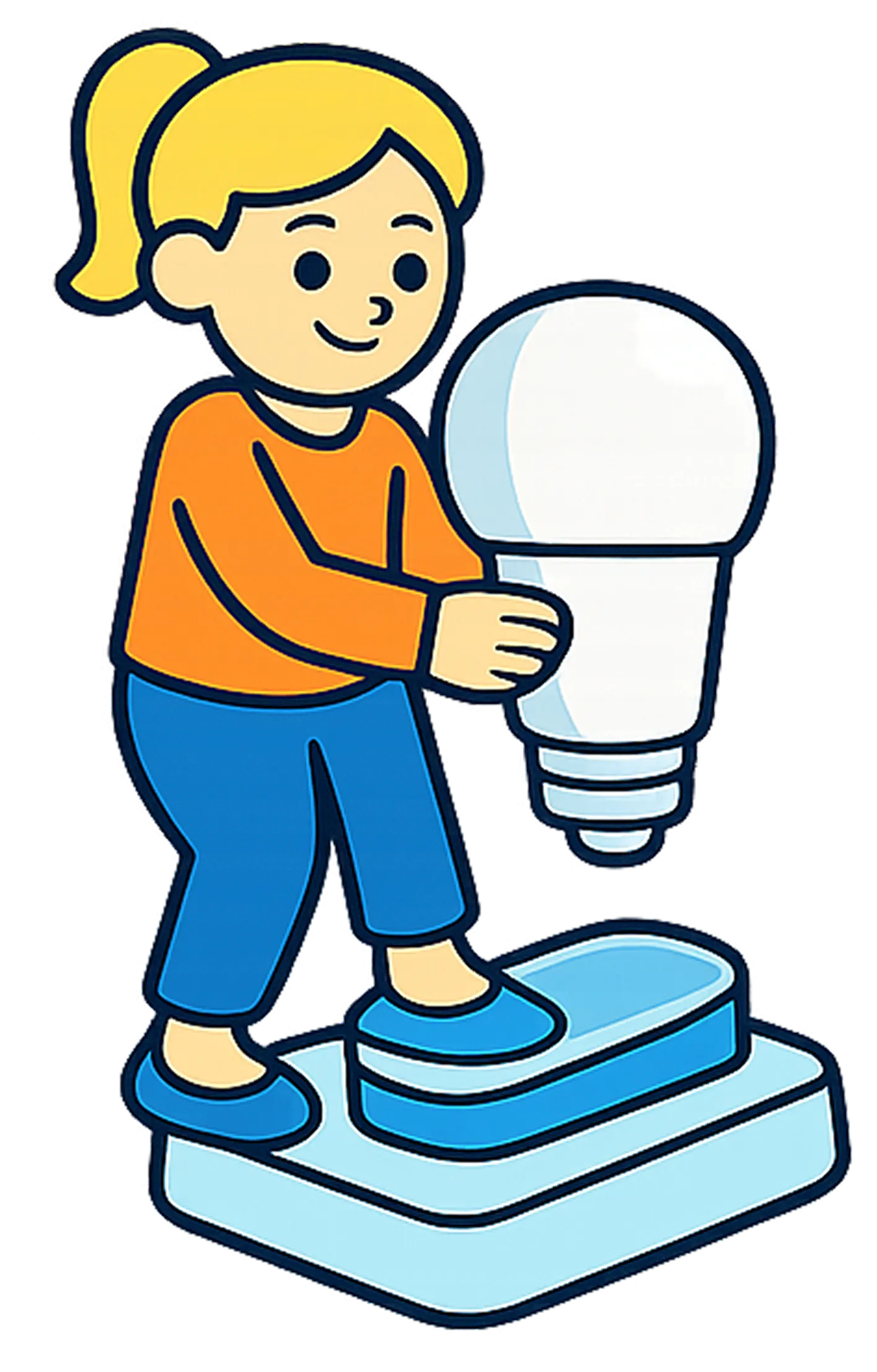Illustration of a girl with a lightbulb — reframing ADHD