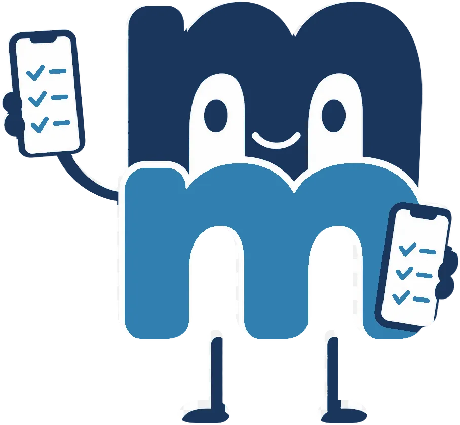 MuddleMend mascot holding two phones with checklists