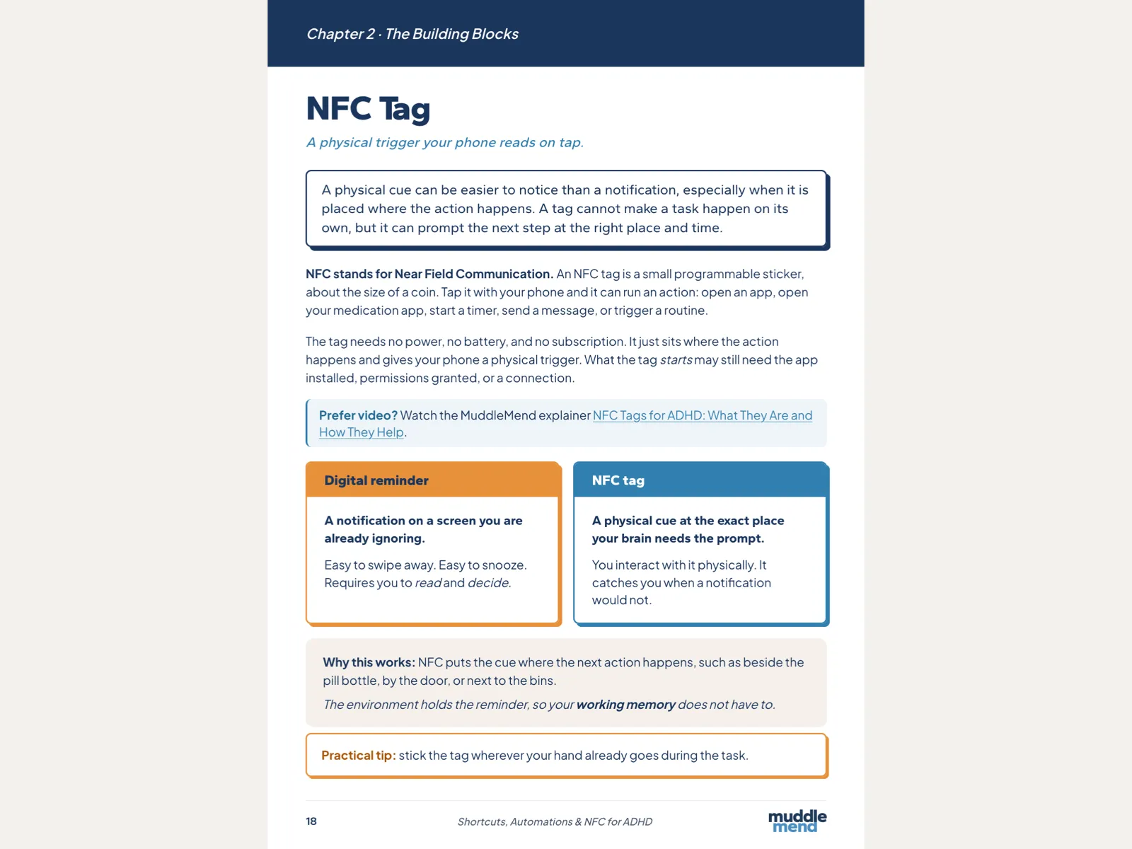 Preview page: setting up an NFC tag trigger