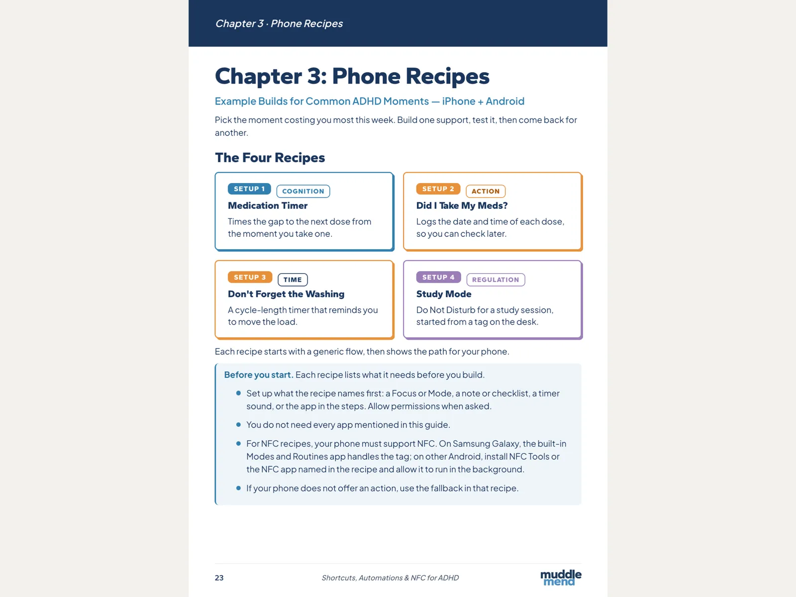 Preview page: phone recipes overview
